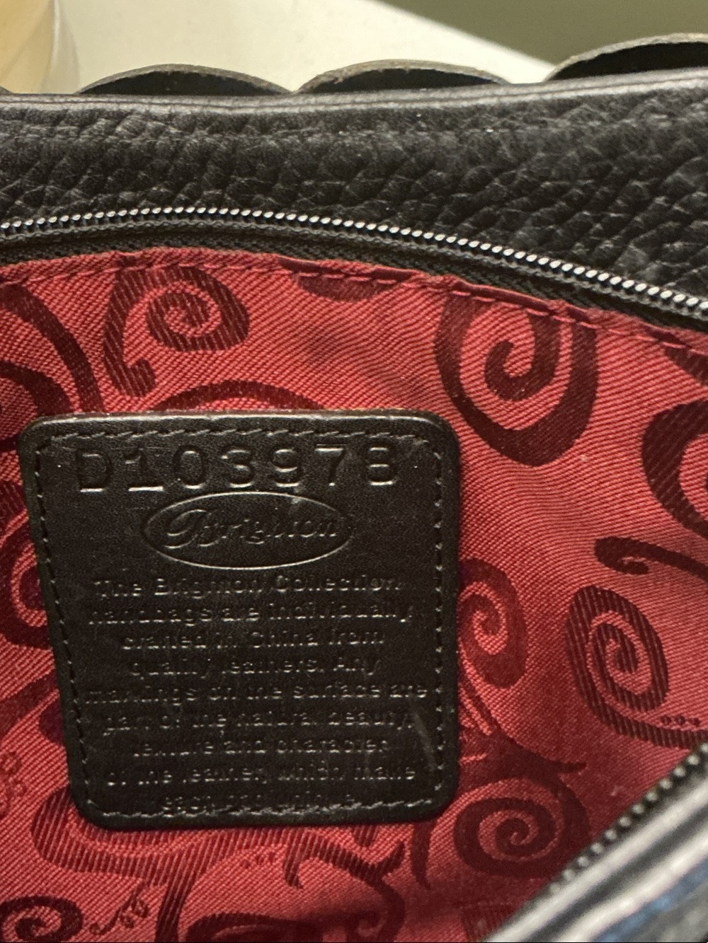 Brighton Rosalie Collection Black Floral Appliqué Chain-Shoulder Bag with Box - Picture 8 of 12